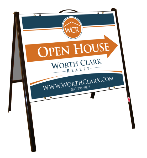 Angle Iron A-Frame and Open House Sign Panel Unit, 18h x 24w, .050 Poly